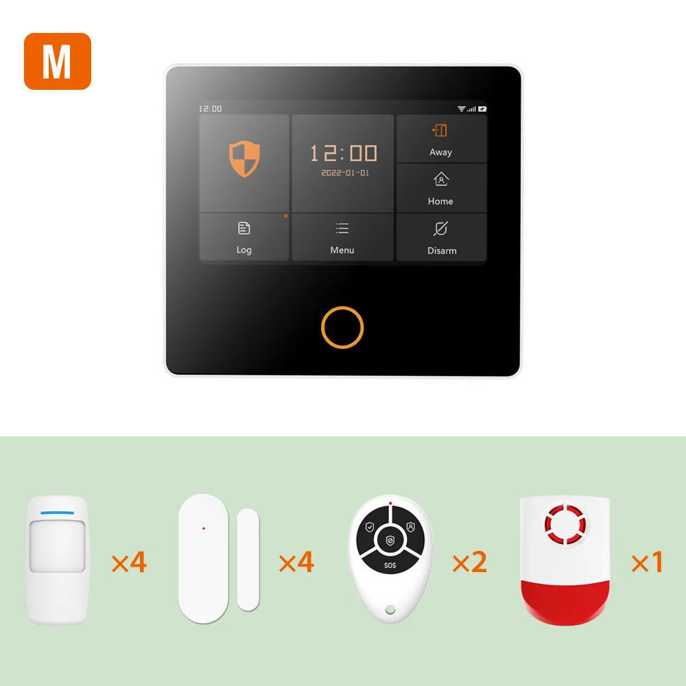 Staniot Home Security Alarm System 4G WiFi Wireless Tuya Smart Burglar Kit Built-in Siren Work with Alexa App Remote Control