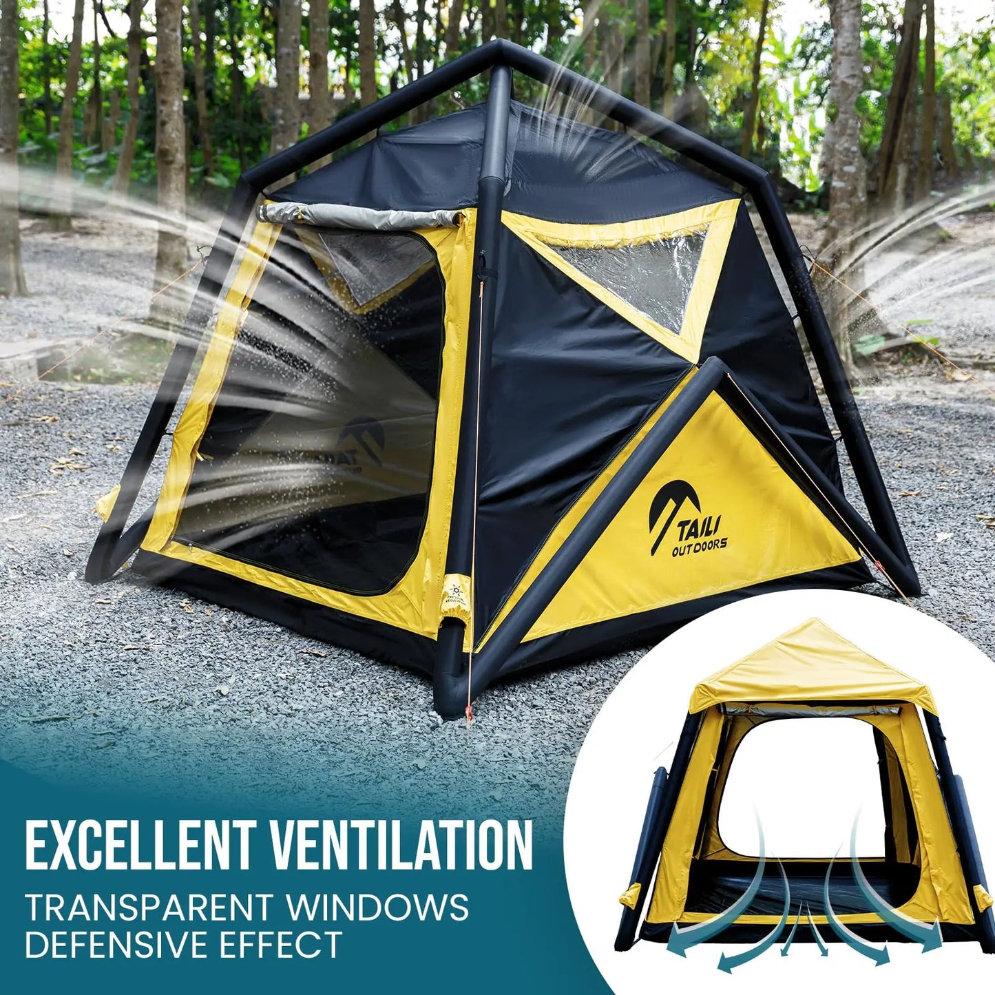 Tent for Camping with Hand Pump for 4/8 Person, Easy Setup Outdoor Inflatable