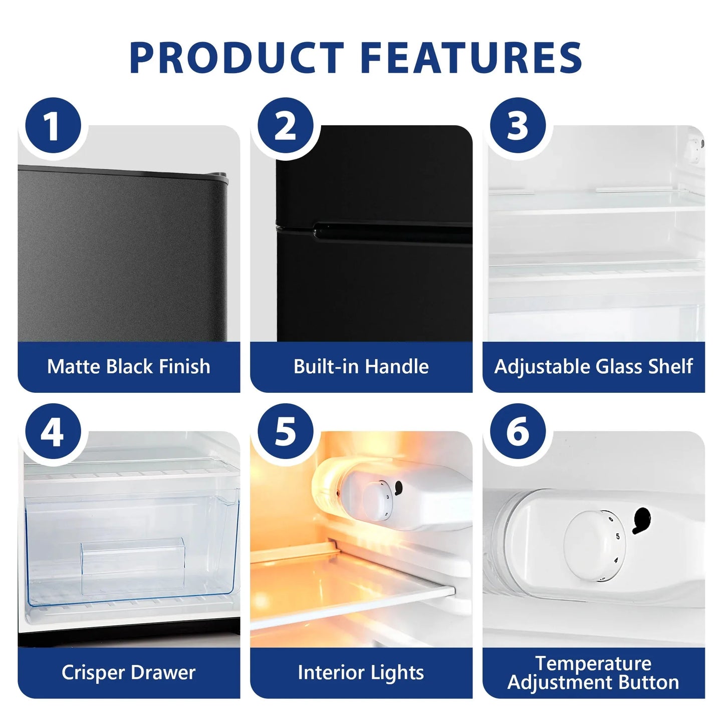 SIMZLIFE Mini Fridge with Freezer, 3.15 Cu ft Two Door Compact Small Fridge Adjustable Removable Shelves,For Bedroom/Dorm/Office