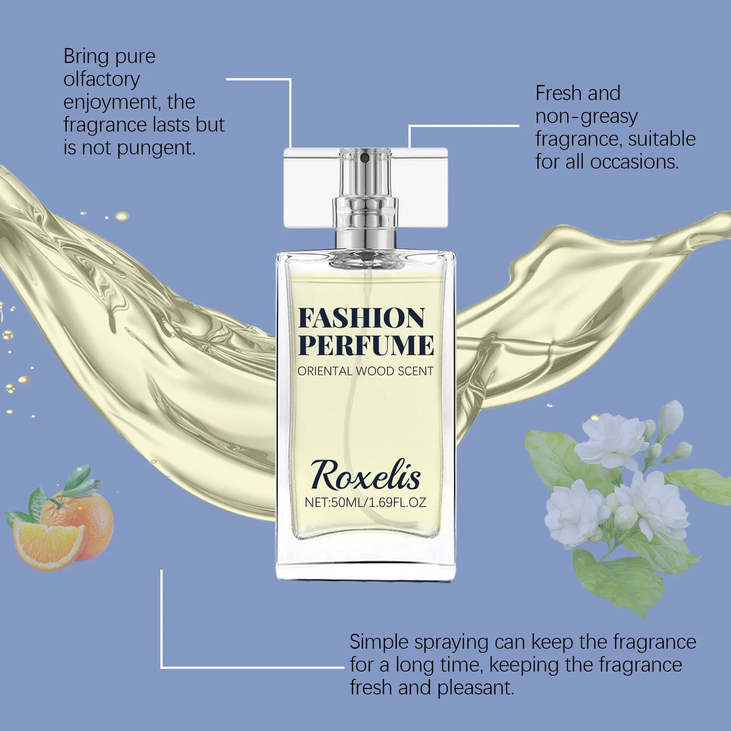 Roxelis 50ml Sandalwood Perfume Men Pheromone Freshing Fragrance Oriental Wood Flirting Dating Long Lasting Scent Perfume Spray