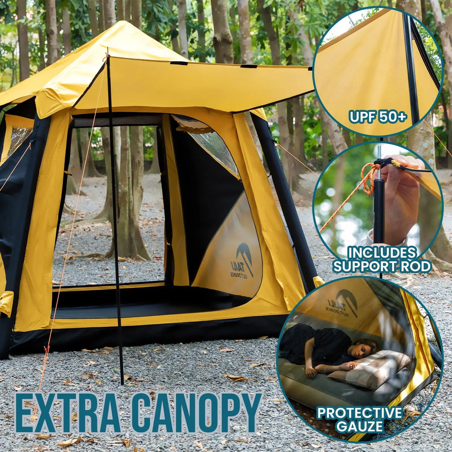 Tent for Camping with Hand Pump for 4/8 Person, Easy Setup Outdoor Inflatable