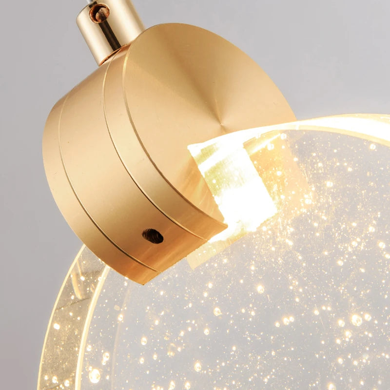 Minimalist light luxury master bedroom bedside chandelier net red background wall crystal Pendant light room small led lamp