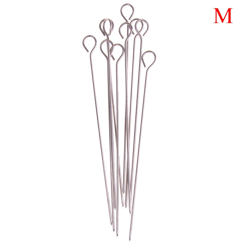 10pcs Outdoor Camping Picnic Meat Goose Round Roast Skewers Stick Stainless Steel BBQ Needle Barbeque Skewers Kitchen Utensils