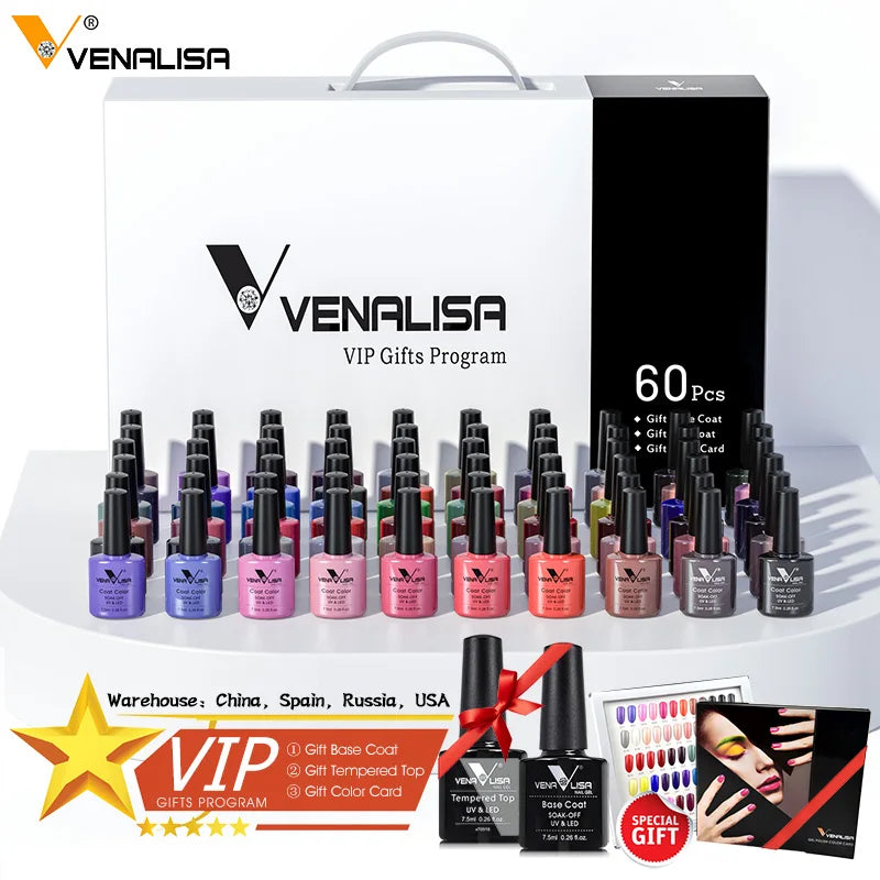 Venalisa Color Gel Nail Polish VIP Kit Full Cover Enamel For Nail Manicure Glitter Sparkle UV Gel Soak Off Nail Gel Polish 7.5ml