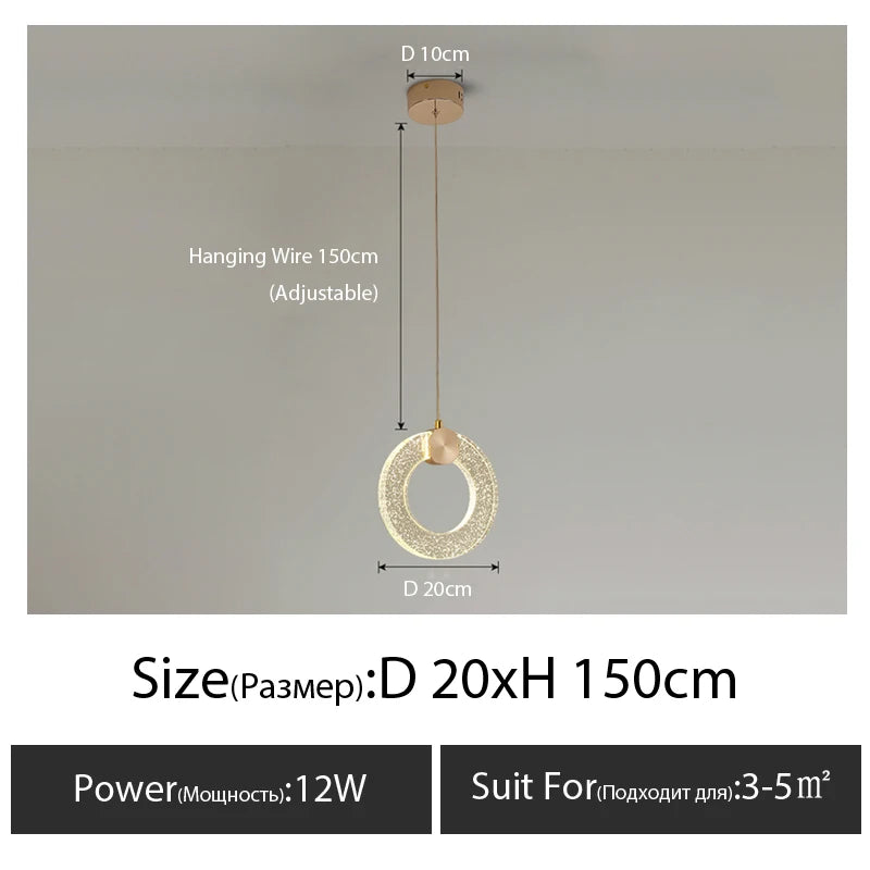Minimalist light luxury master bedroom bedside chandelier net red background wall crystal Pendant light room small led lamp