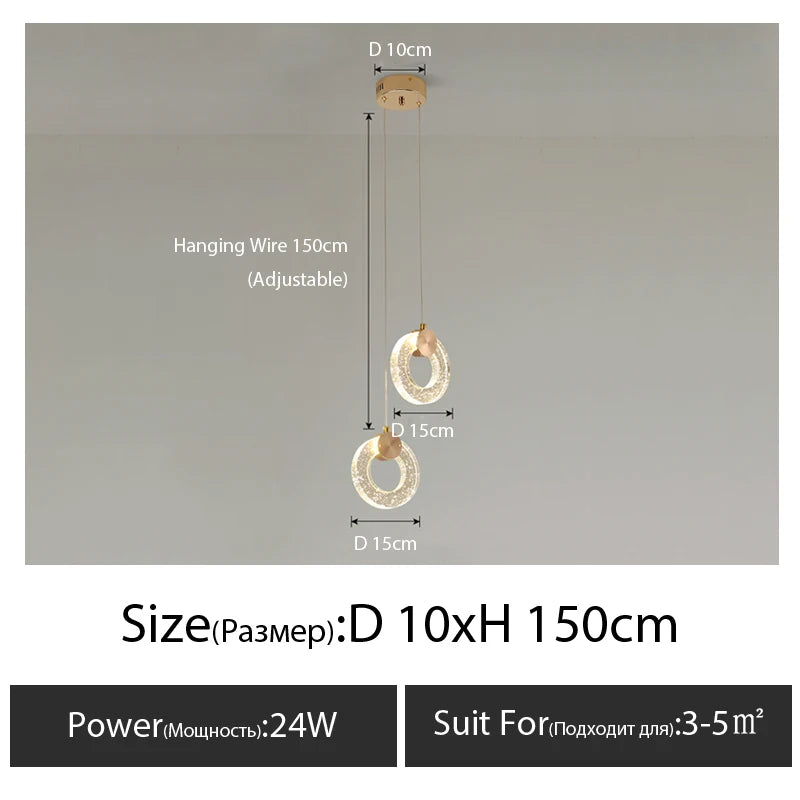 Minimalist light luxury master bedroom bedside chandelier net red background wall crystal Pendant light room small led lamp