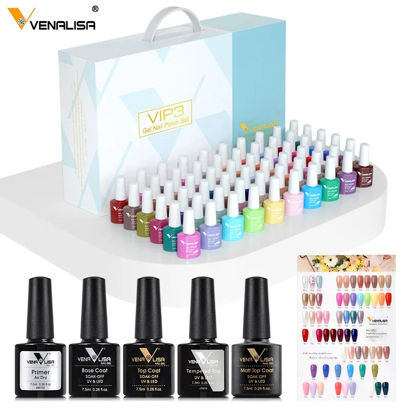 Venalisa Color Gel Nail Polish VIP Kit Full Cover Enamel For Nail Manicure Glitter Sparkle UV Gel Soak Off Nail Gel Polish 7.5ml
