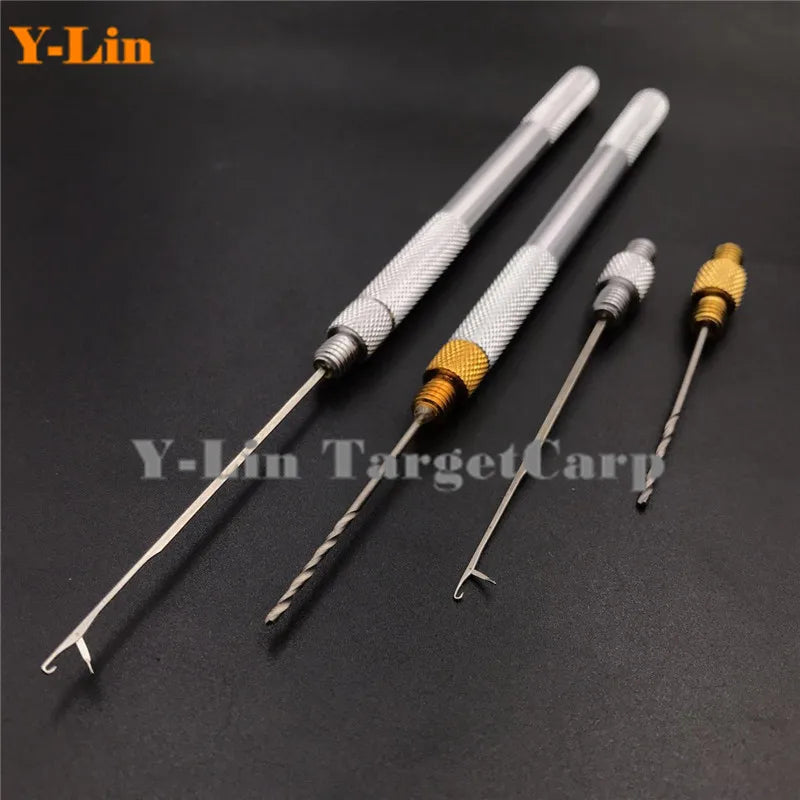 Carp Fishing Baiting Boilies Pellet Hair Rigs Needles Drills Splicing Making Tools Drill Rigs Loading Accessories
