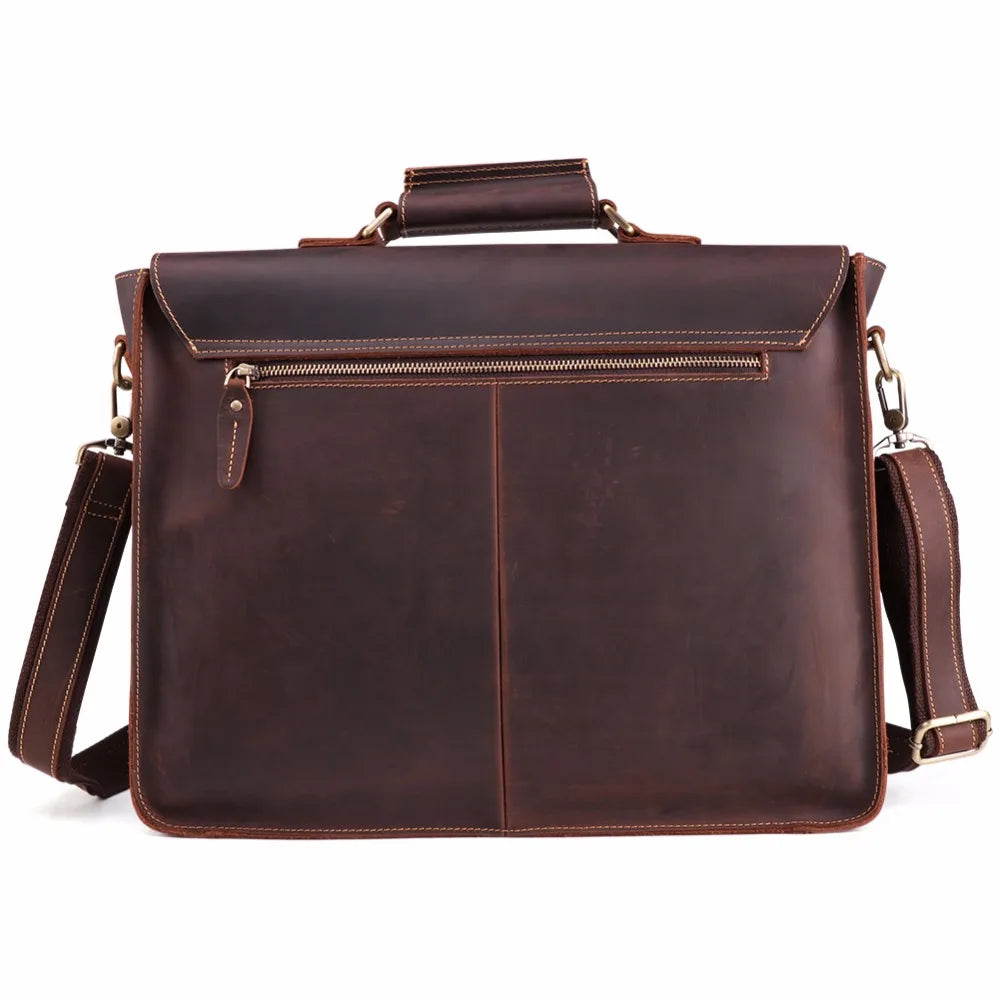 JOYIR Vintage Men's Briefcase Crazy Horse Leather Messenger Bag Male 15.6" Laptop Shoulder Bag Men Business Office Handbag