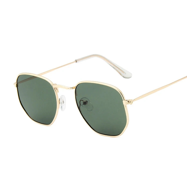 Hexagon Sunglasses Man Classic Brand Flat Lens Clear Sun Glasses Male Female Retro Small Metal Frame Square Glass