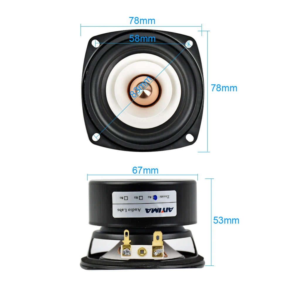 AIYIMA 2Pcs 3 Inch Full Range Speakers 4 8 Ohm 15W Loudspeaker Bass Midrange Sound Speaker For Home Amplifier Audio