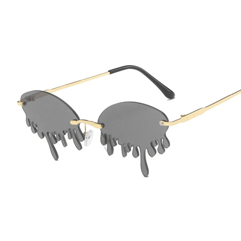 Fashion Rimless Sunglasses Woman Trendy Tears Shaped Sun Glasses Female Brand Designer Vintage Metal Frameless Oculos De Sol