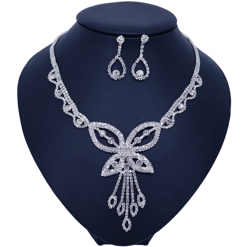 Fashion Wedding Bridal Jewelry Sets For Women Rhinestone Austrian Crystal Jewelry Set Bracelet Earrings Set Indian Accessories