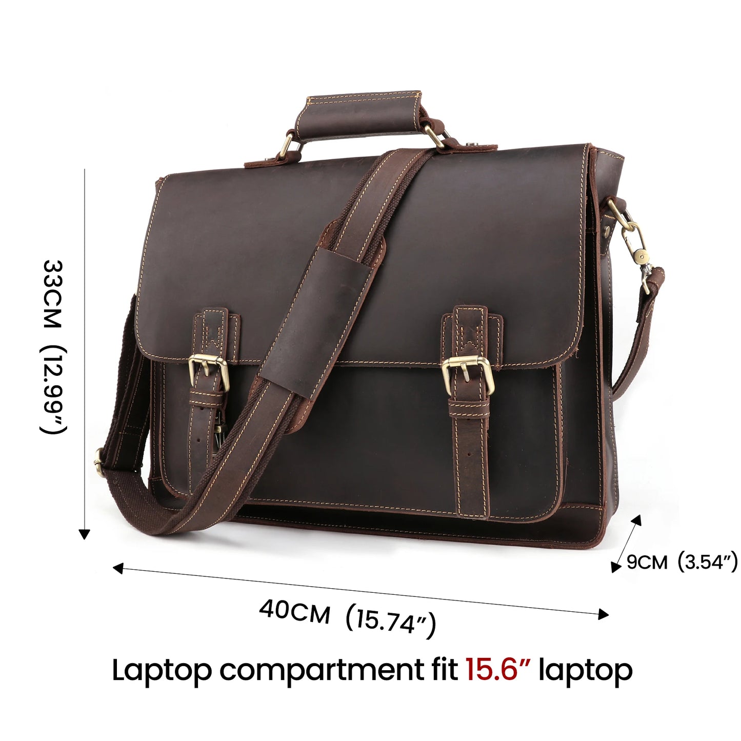 JOYIR Vintage Men's Briefcase Crazy Horse Leather Messenger Bag Male 15.6" Laptop Shoulder Bag Men Business Office Handbag
