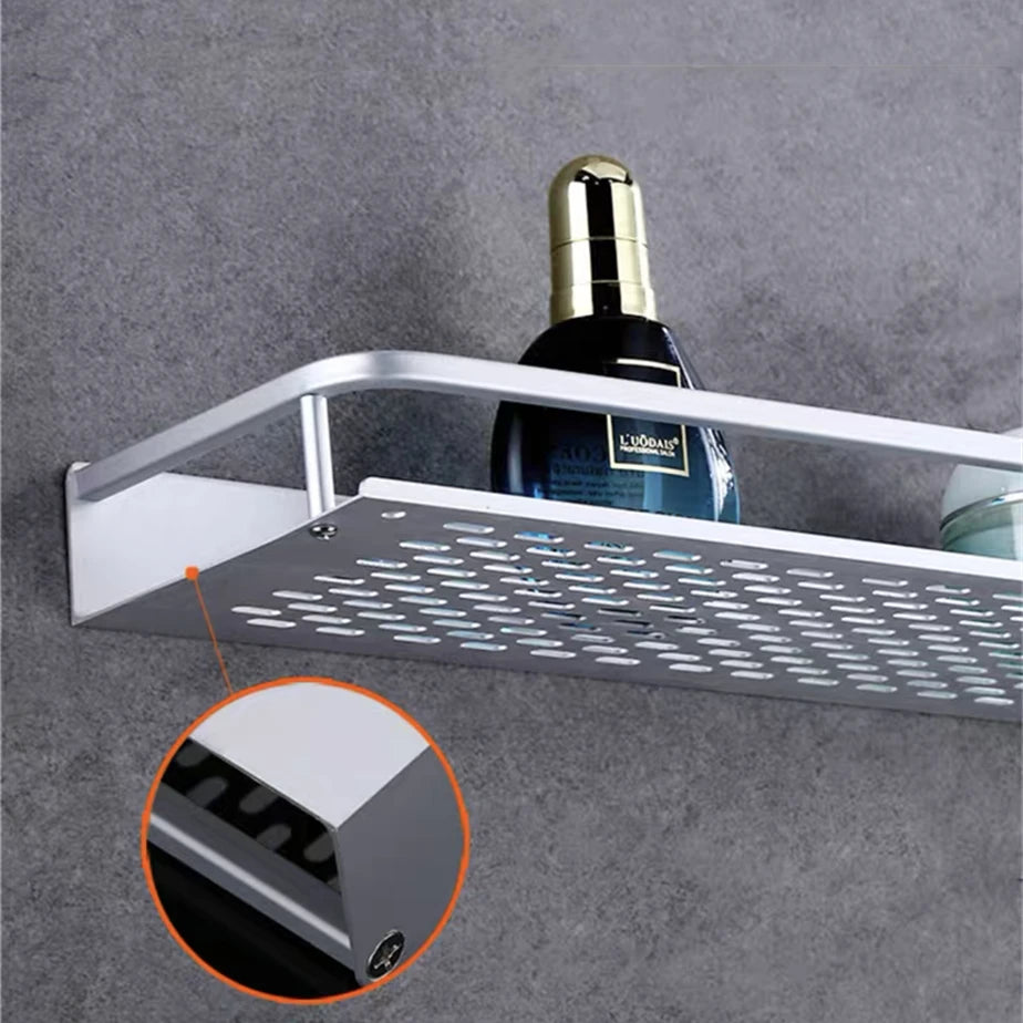 Bathroom/Kitchen Storage Rack Silver Space Aluminum Toilet Cosmetics Shelf Bath Hardware Pendant Organizer Rack With Towel Bars