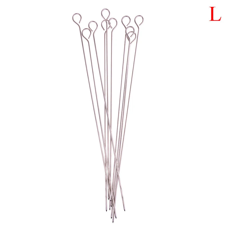 10pcs Outdoor Camping Picnic Meat Goose Round Roast Skewers Stick Stainless Steel BBQ Needle Barbeque Skewers Kitchen Utensils