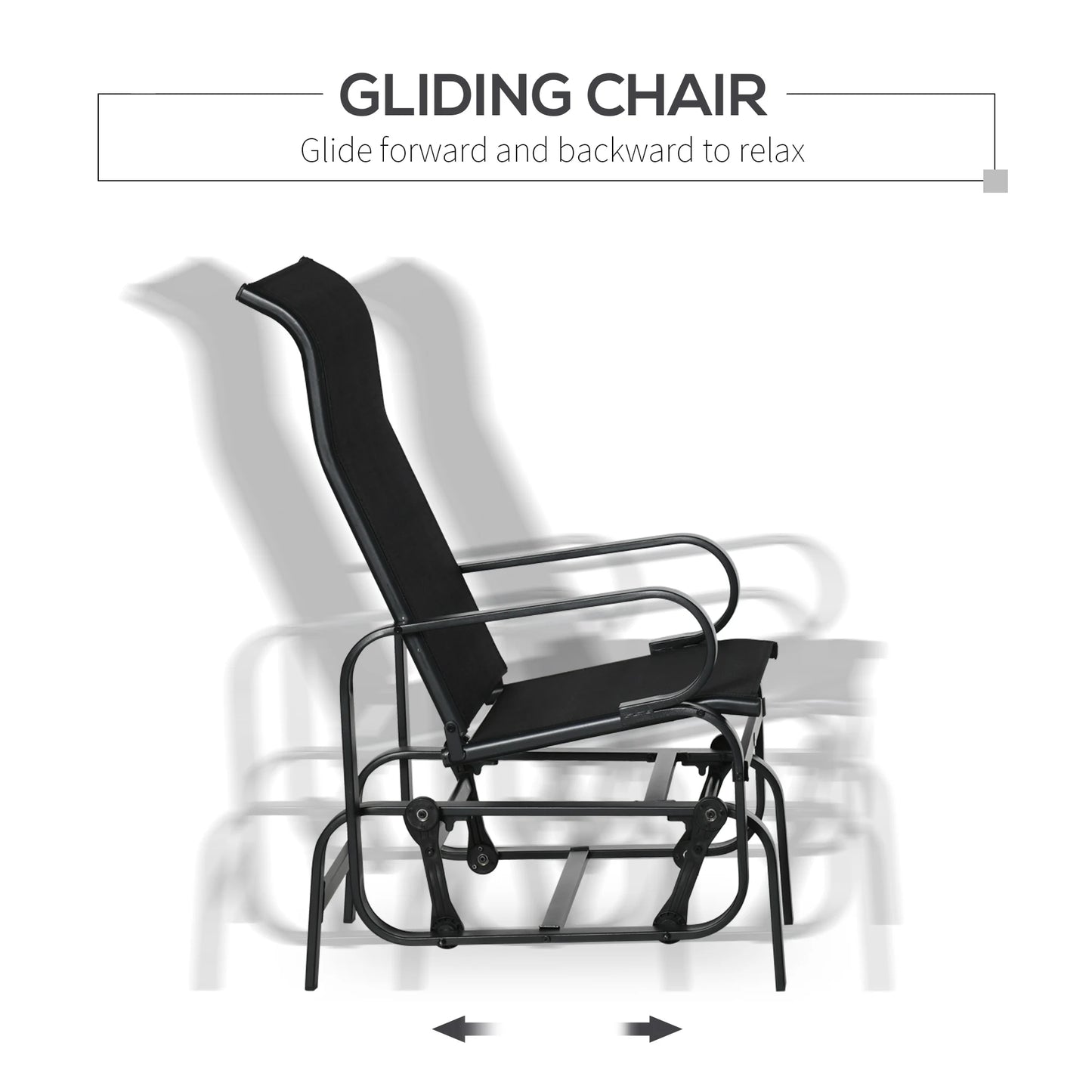 Outsunny 3 Pcs Rocking Chair Gliding Chair Set w/ Table for Patio Garden Black