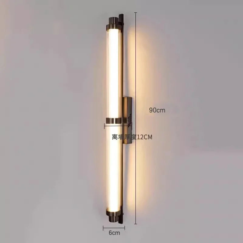 Long Glass Wall Lamp Indoor Decorative Modern LED for Bedroom Bedside Living Study Room Corridor Home Lights Lighting