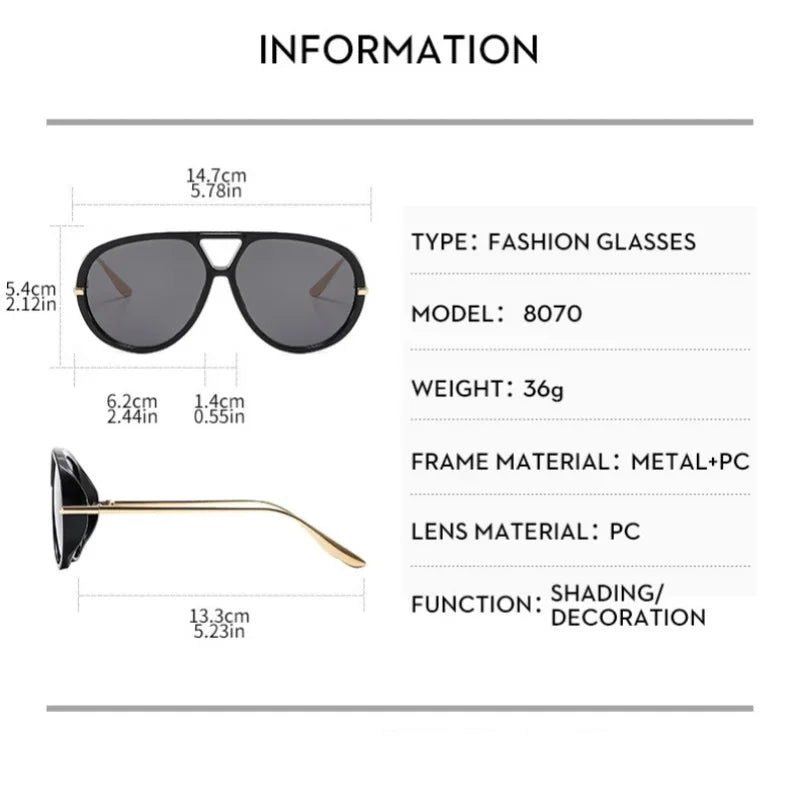 New Fashion Round Sunglasses For Women Men Retro Luxury Designer Double Bridge Frame Sun Glasses Shades UV400 Eyeglasses