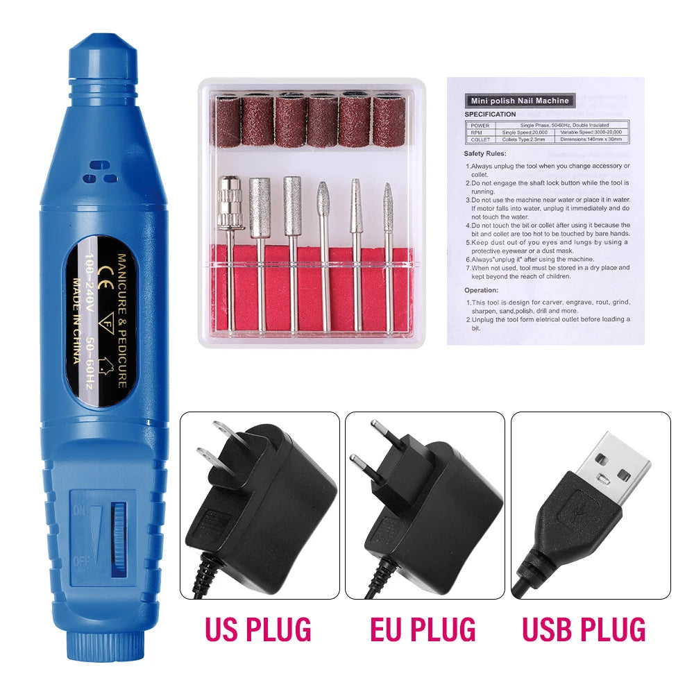 CNHIDS Nail Polishing Tools Electric Nail Drill Machine Pedicure Manicure Drill Set Milling Cutters Set Nail File Equipment