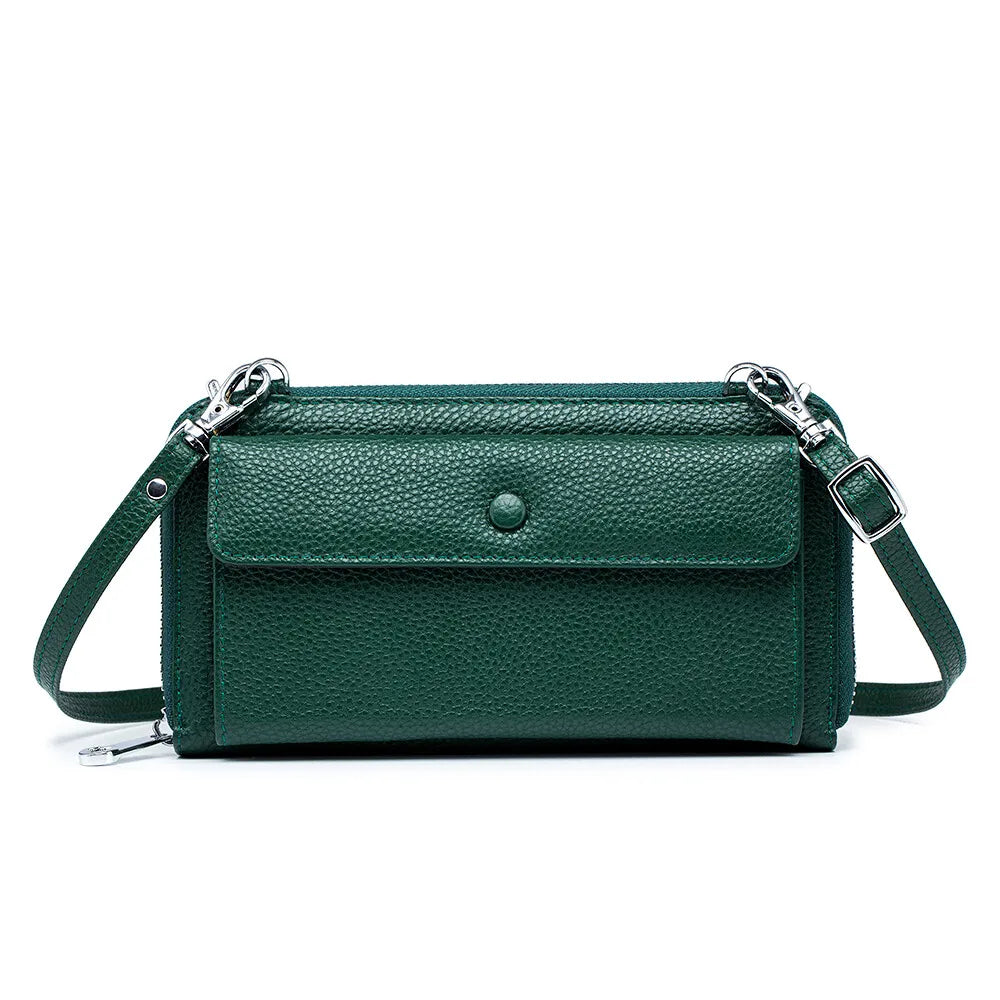 New Women Handbags Female Genuine Leather Shoulder Bags Multi Functional Large Capacity Crossbody Bags Touch Screen Phone Bag