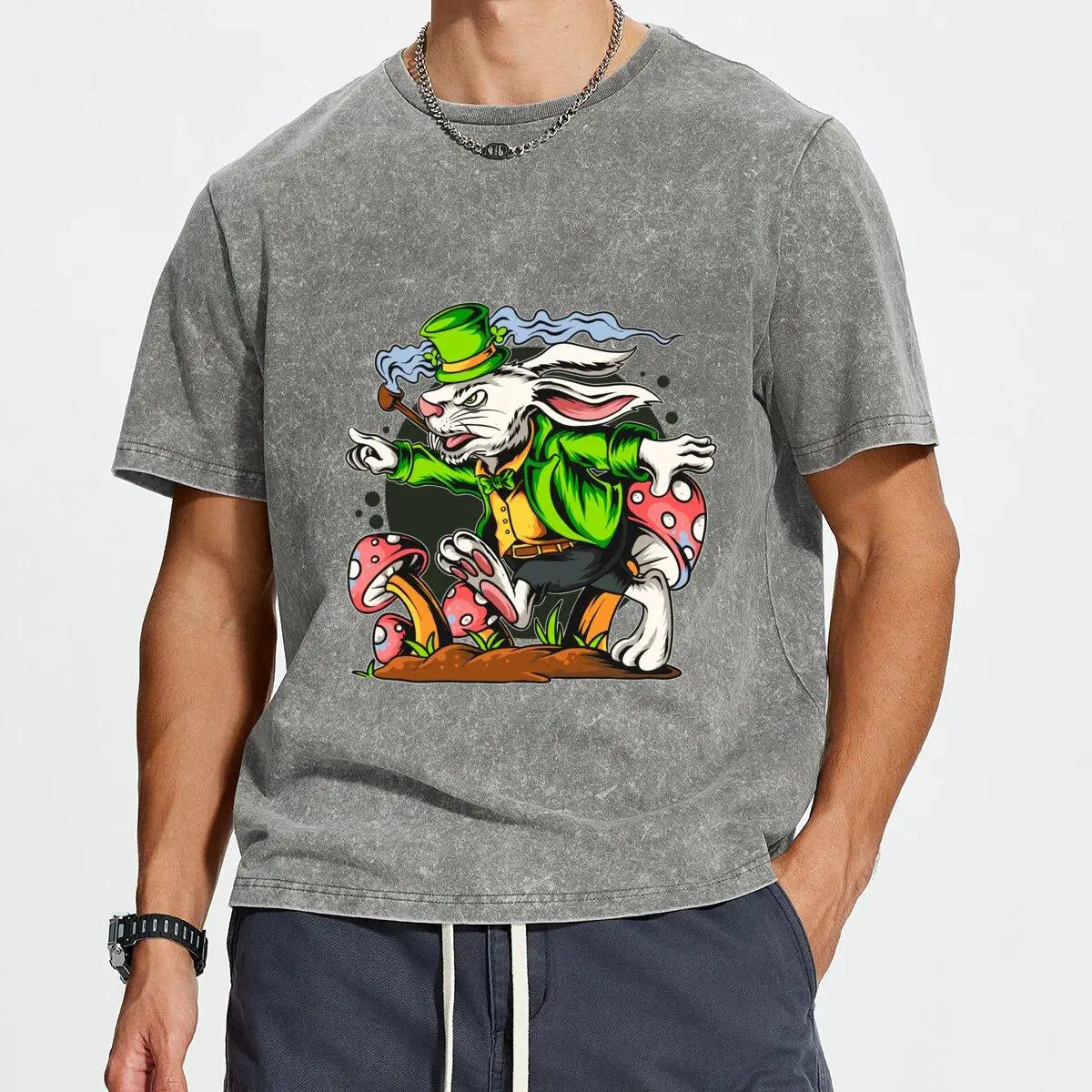 Men's New T-Shirt 0371 Rabbit mushroom Comfortable Casual Wear