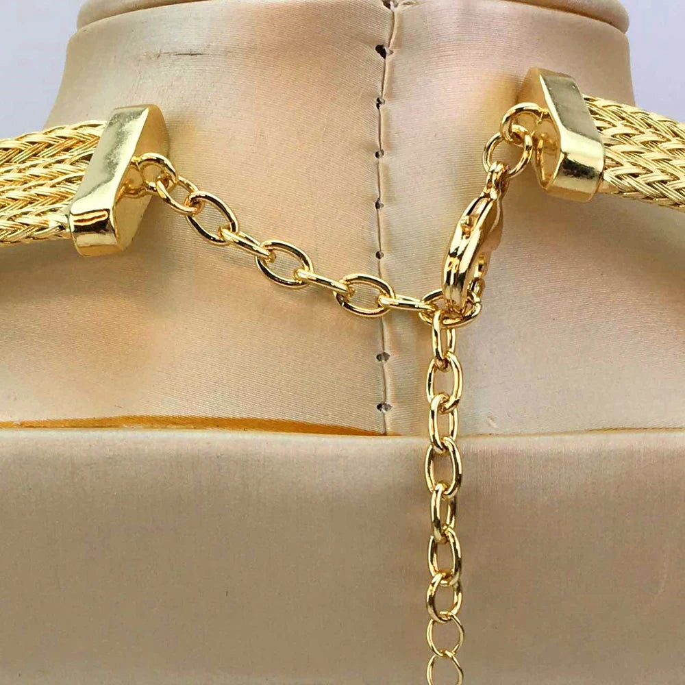 Latest Luxury Brazilian Wedding Jewelry Set Dubai Gold Plated Bridal Exaggerate Big Jewelry Sets FHK17246