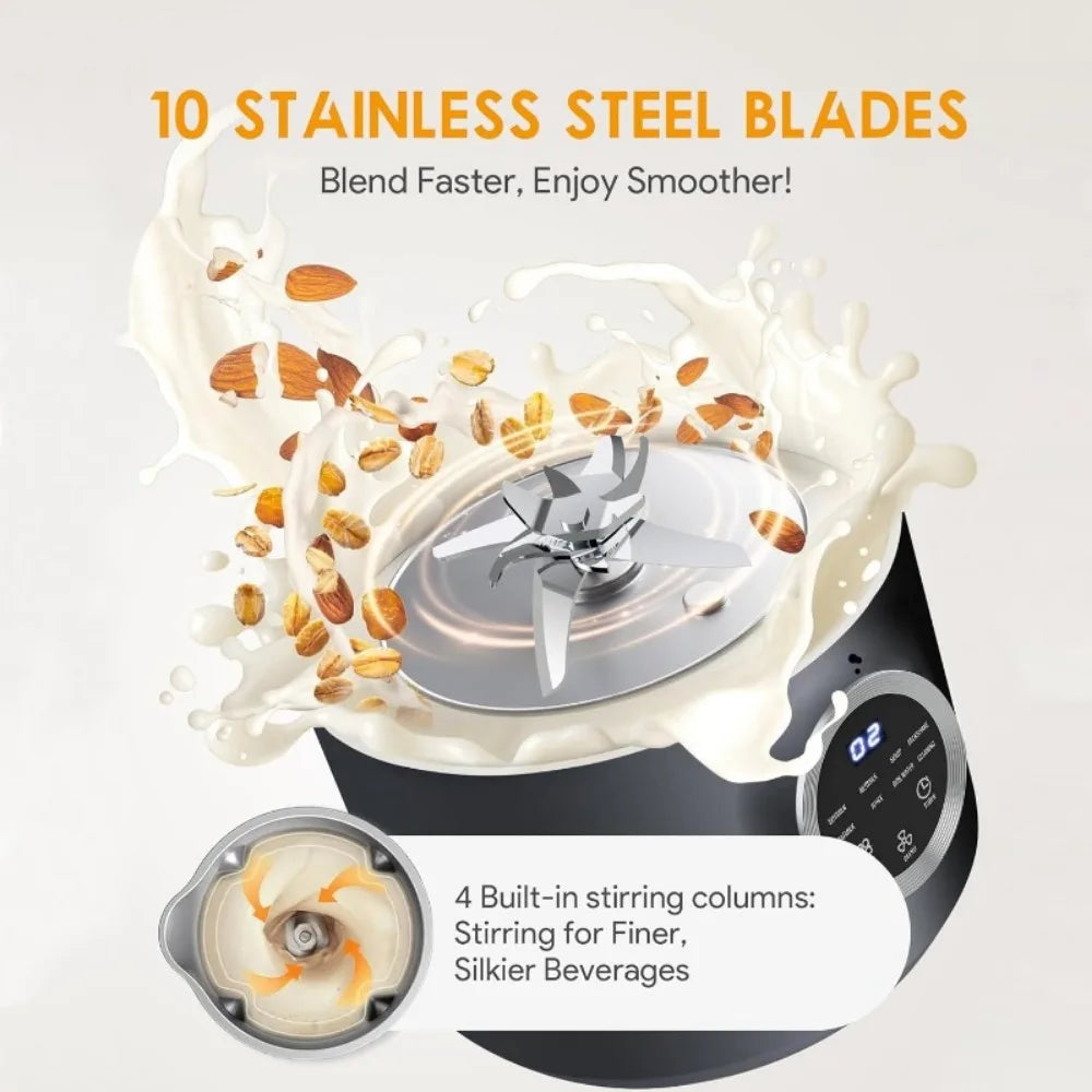 10-in-1 Multifunctional Nut Milk Maker 40oz Electric Blender Machine for Homemade Almond Oat Soy Juice Soup Soybean Milk Maker
