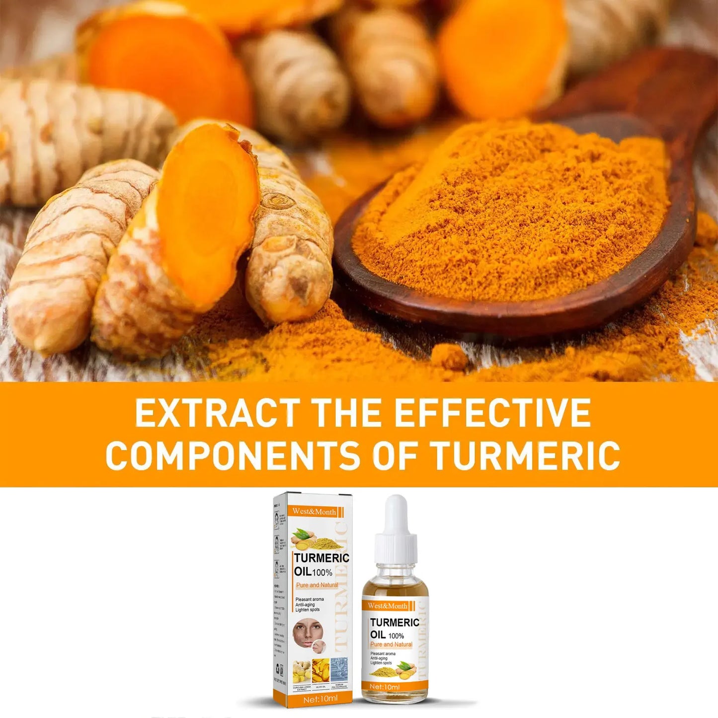 Turmeric Essence Oil Firming Tightening Fade Fine Lines Brighten Skin Tone Remove Melanin Deeply Moisturizing Facial Serum Oil