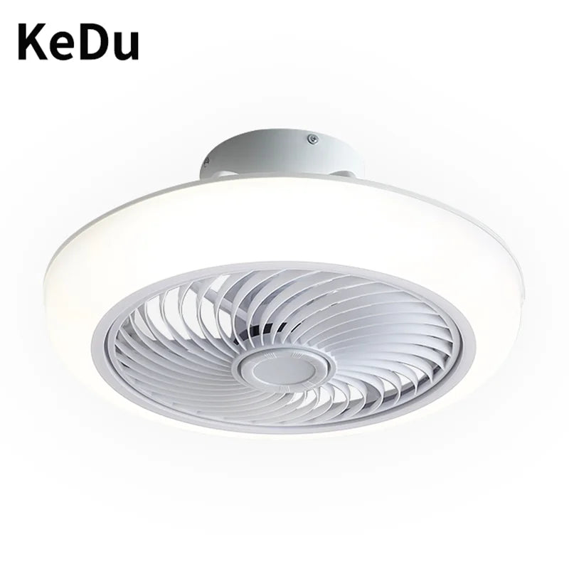 Round Ceiling Fan Living Room Enclosed Ceiling Fan with Remote Control Adjustable Ceiling Fan with Lights