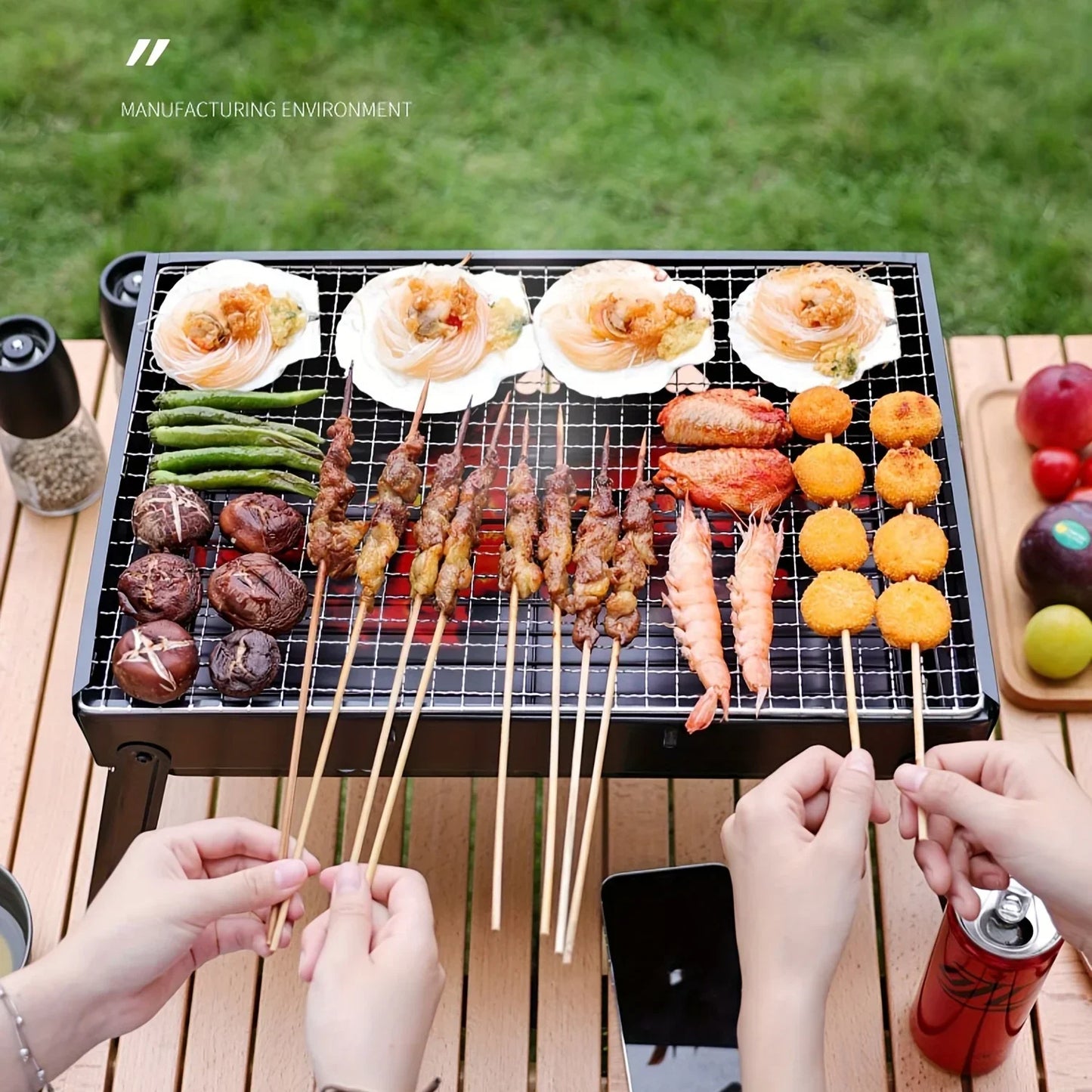 Portable Foldable Barbecue, Home Outdoor Camping Picnic Barbecue Rack, Kitchen Supplies Bbq Grill Camping Equipment
