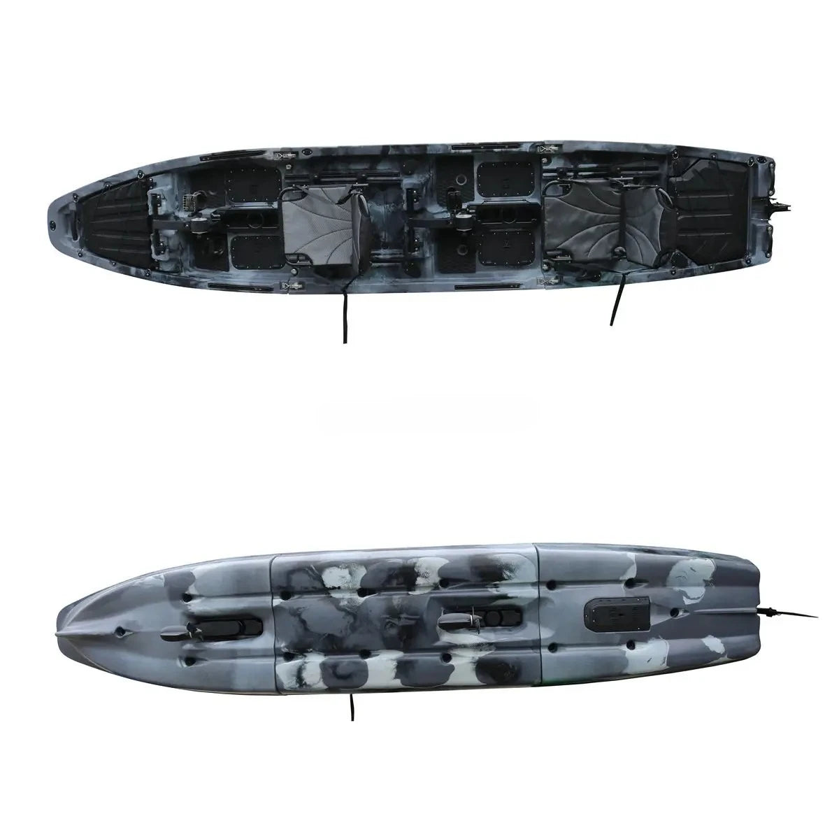 14.4FT Modular Kayak VK-46 2-Person Foot Pedal Fishing Kayak Detachable Motor for Lakes
