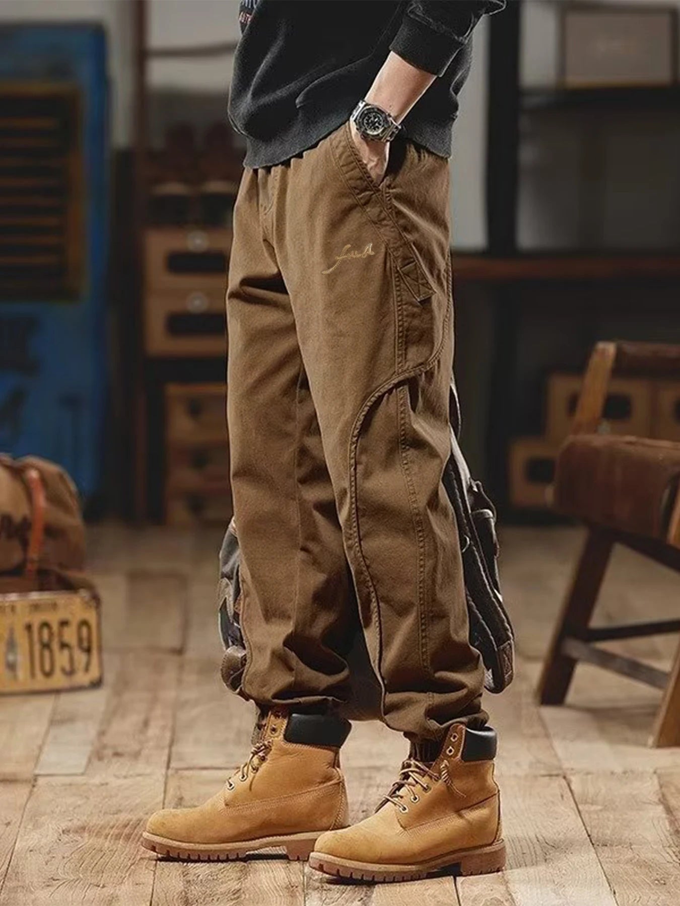 Men's high-quality lightweight tactical work pants - tear resistant all season hiking pants with multiple pockets
