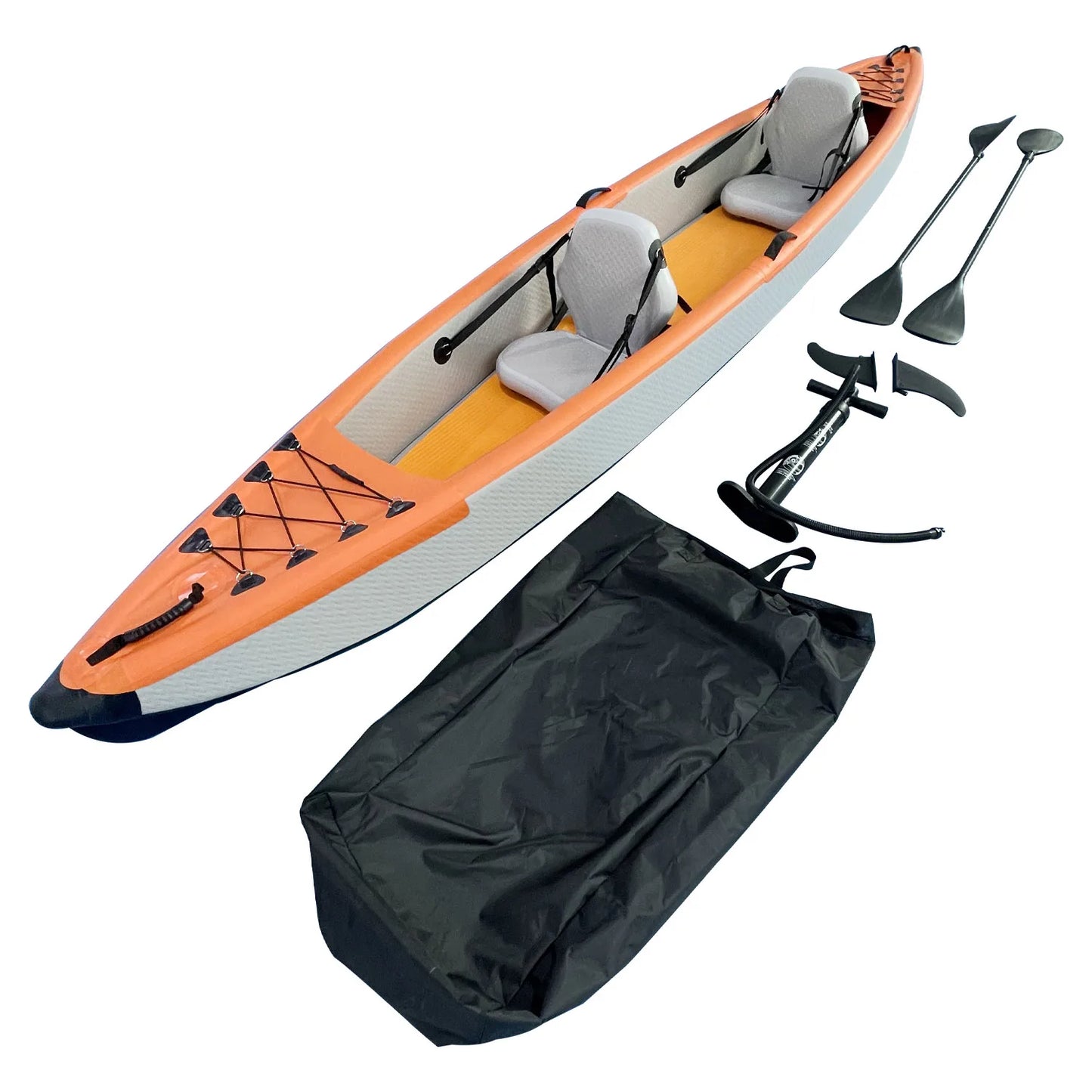 4+ Meter Reinforced PVC Inflatable Kayak Water Sports Canoe for 2 People with Wire Drawing Cushion Paddle Board Fishing Boat