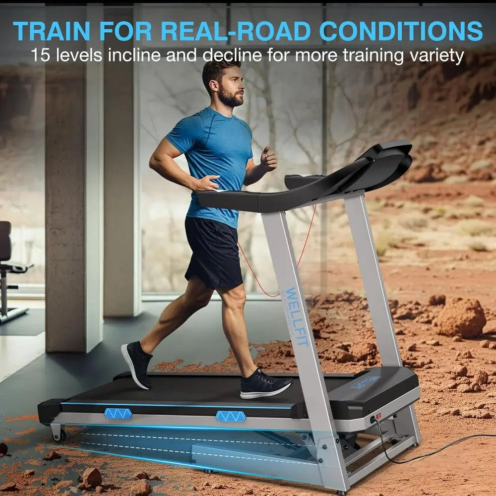 High-Capacity Auto Incline Treadmill, 8.7MPH, 4.0HP, 400+LBS, Smart Voice, KINOMAP Compatible, 95% Assembled, BPM & Music Featur