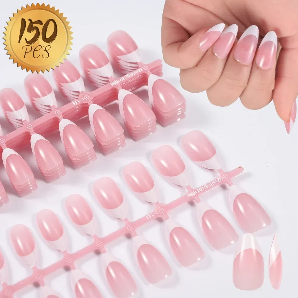576pcs/Box Colorful Fake Nails Black Red Design Fake Nail Oval Short Square Press On False Nails Mixed Full Cover Nail Tips