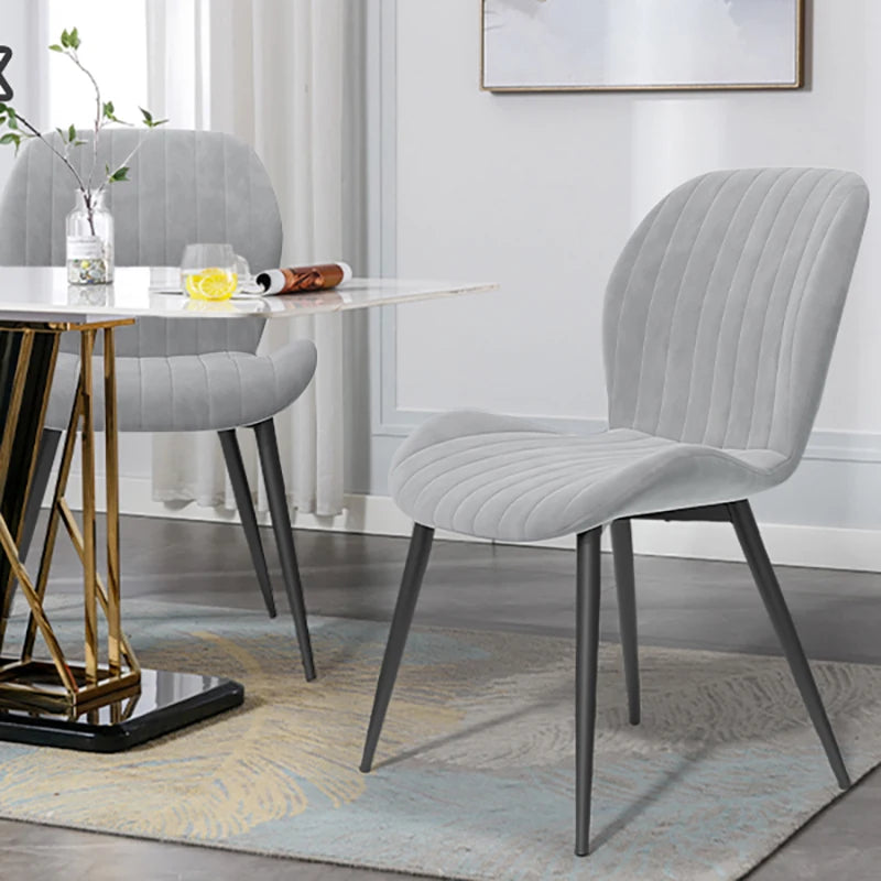 Dining Chair Set of 2, Upholstered Dining Room Chairs, Mid-Century Modern Armless Back Chair with Velvet Soft Seat Metal Legs,
