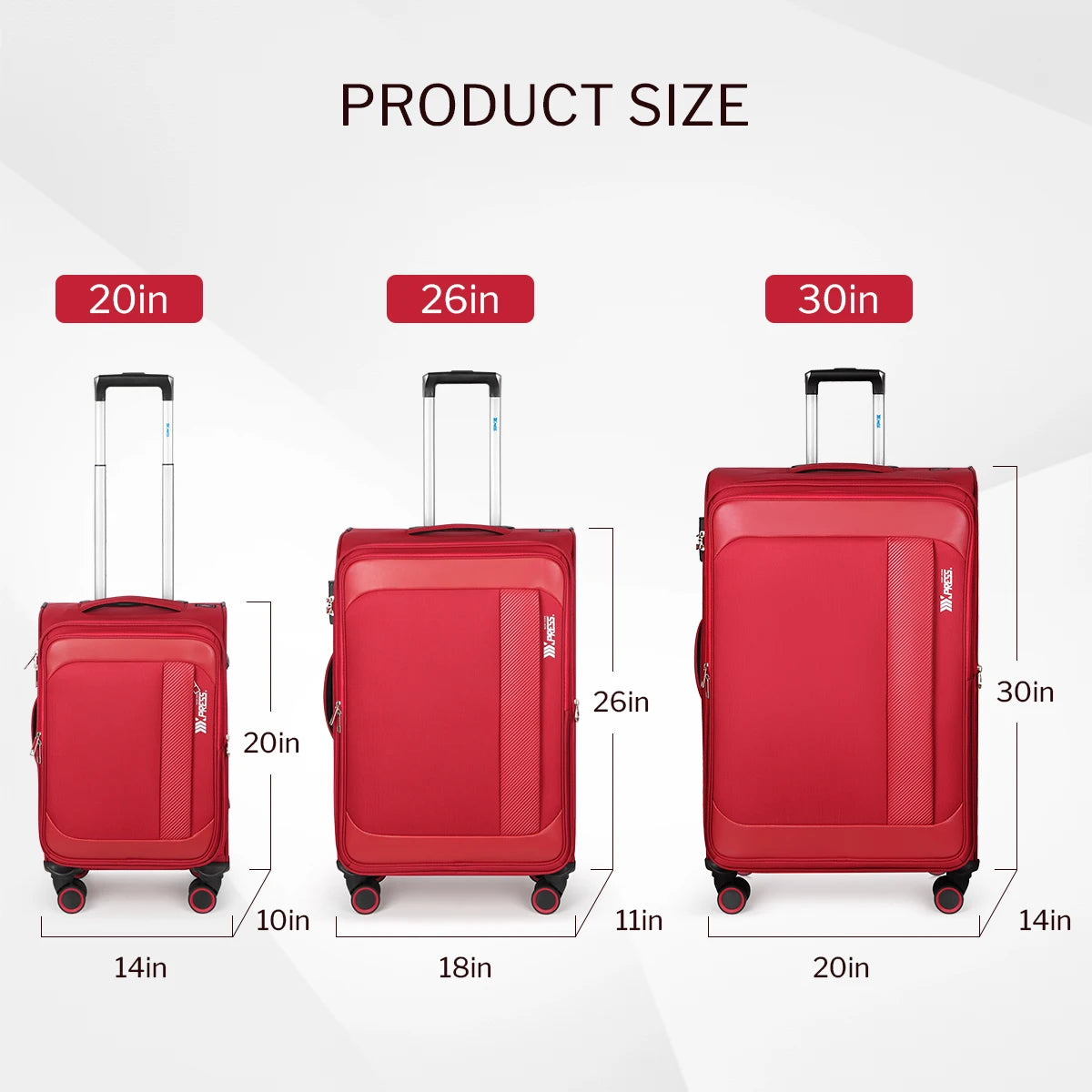 3 Piece Luggage Set Softside Expandable Suitcase with Spinner Wheels & TSA Lock Softshell Lightweight Travel Luggage Set
