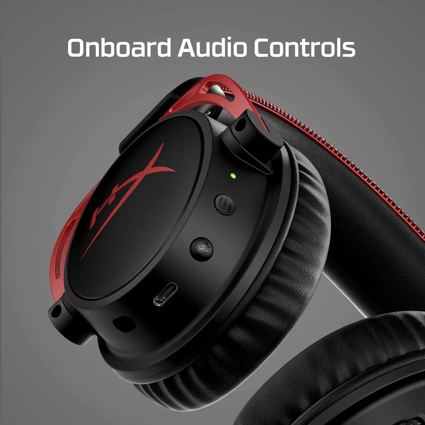 Wireless Gaming Headset with 300-Hour Battery, DTS Spatial Audio, Noise-Canceling Mic, Aluminum Frame - Red