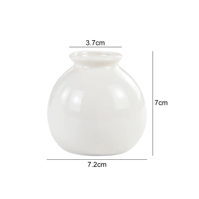 Ceramics Flower Vase Nordic Hydroponics Vases for Home Room Decoration Mini Flower Plant White Bottle Pots Desktop Ornament