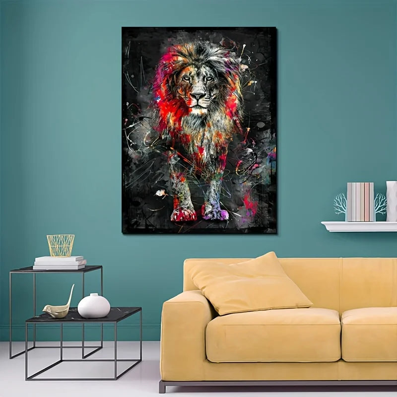 Abstract Graffiti Lion Canvas Painting Modern Colour Animal Poster Printing Home Mural Decorative Painting Customised Paintings