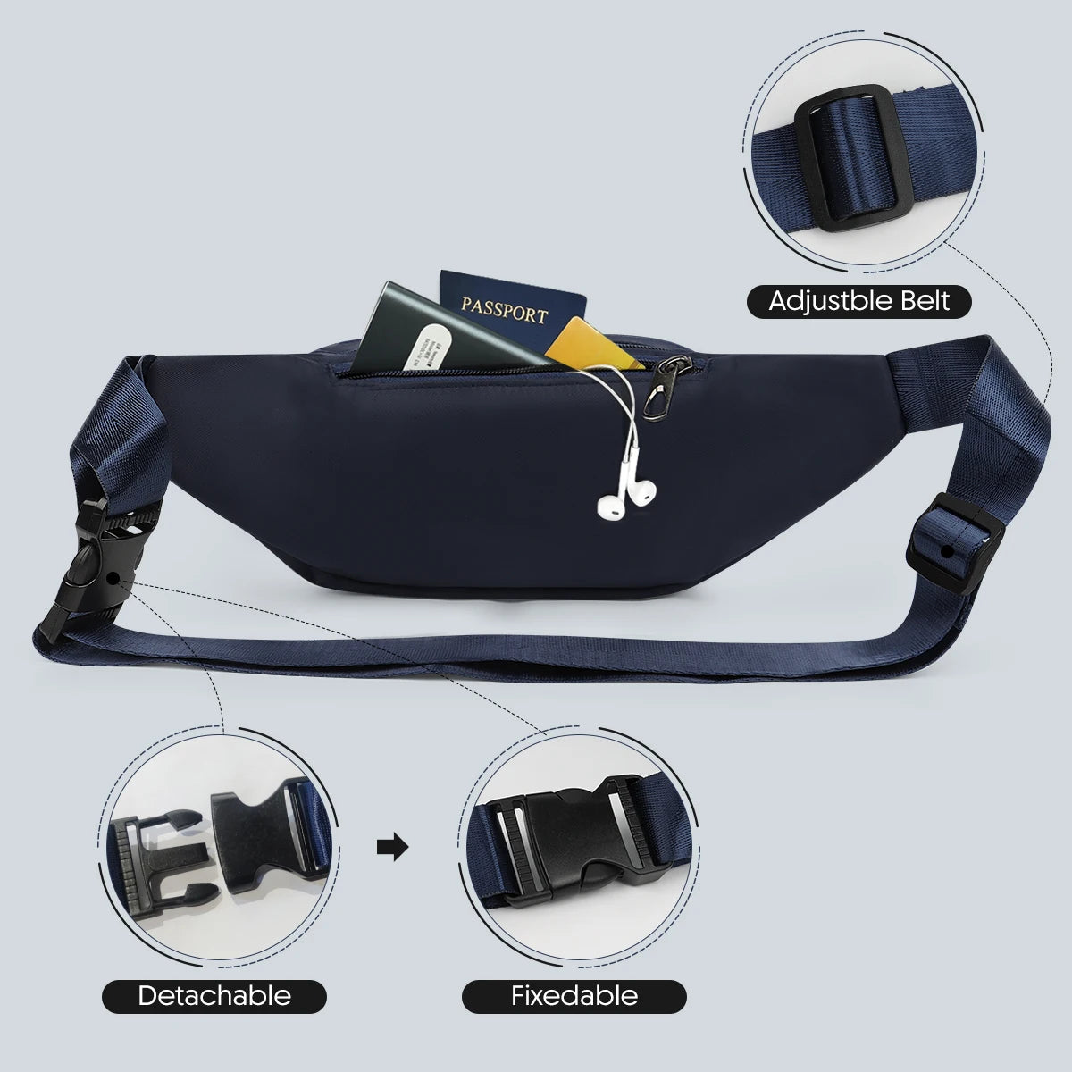 Waist Bag Men's Casual Crossbody Bag Fanny Pack Fashion Belt Bum Bag Travel Running Sports Mobile Phone Bag