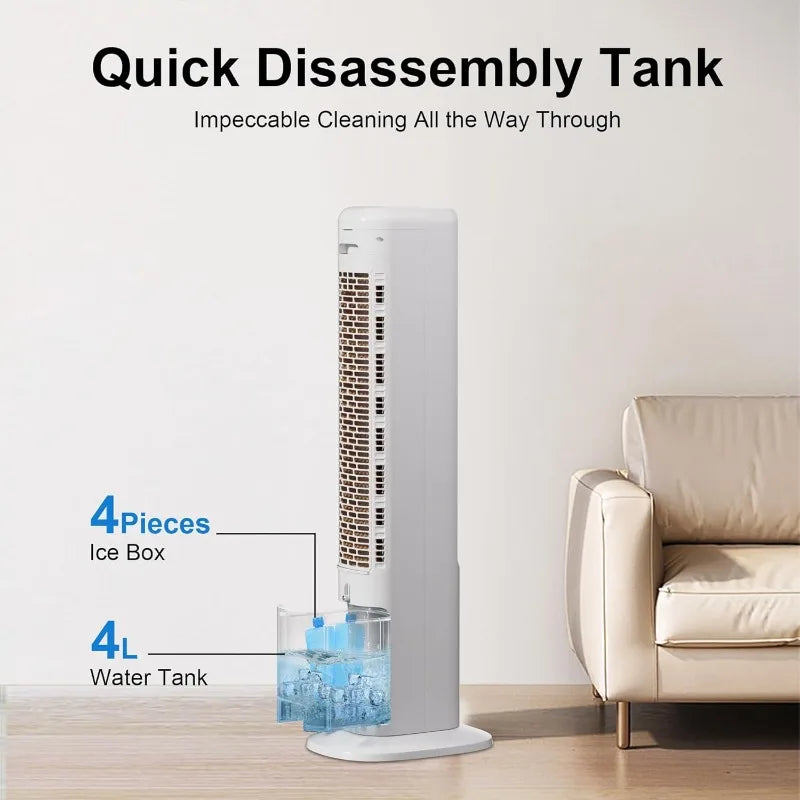 MEPTY 41" Swamp Cooler, 3 in 1 Evaporative Air Cooler with Remote, Portable Cooling Fans that Blow Cold Air with 3 Speeds