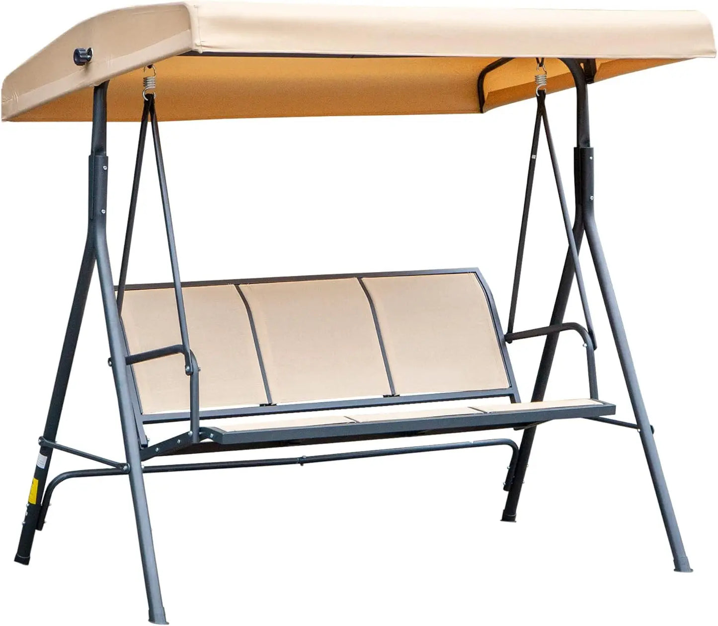 Garden Swing Chair, 3 Seater with Canopy, Breathable Mesh Seat and Heavy Duty Steel Frame, Patio Swing Bench