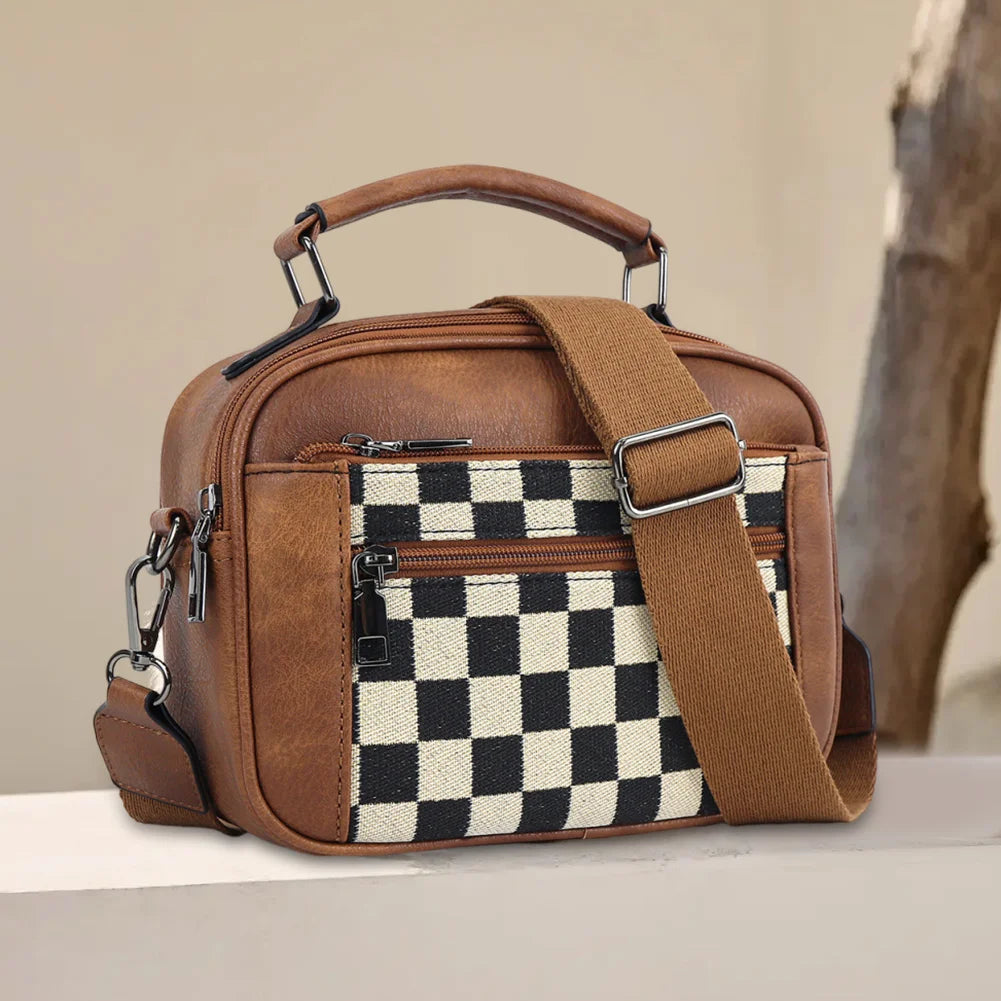 Shoulder Bag PU Leather Zipper Closure Crossbody Bag for Women with Multi-Pocket Top Handle Bag Satchel Purse for Work Travel