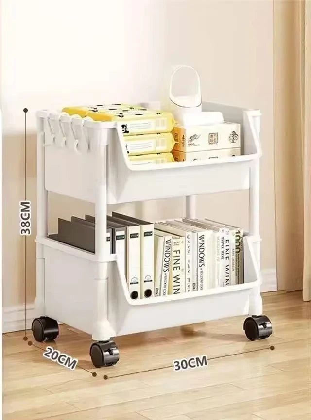 Trolley Bookshelf - Multifunctional Storage Rack with Narrow Design.  Kitchen Corners,  Bathroom and Living Room Storage,