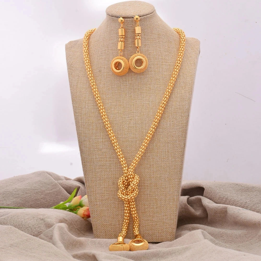 Jewelry Set For Women Gold Plated With Necklace Pendant Nigerian Wedding Jewelry