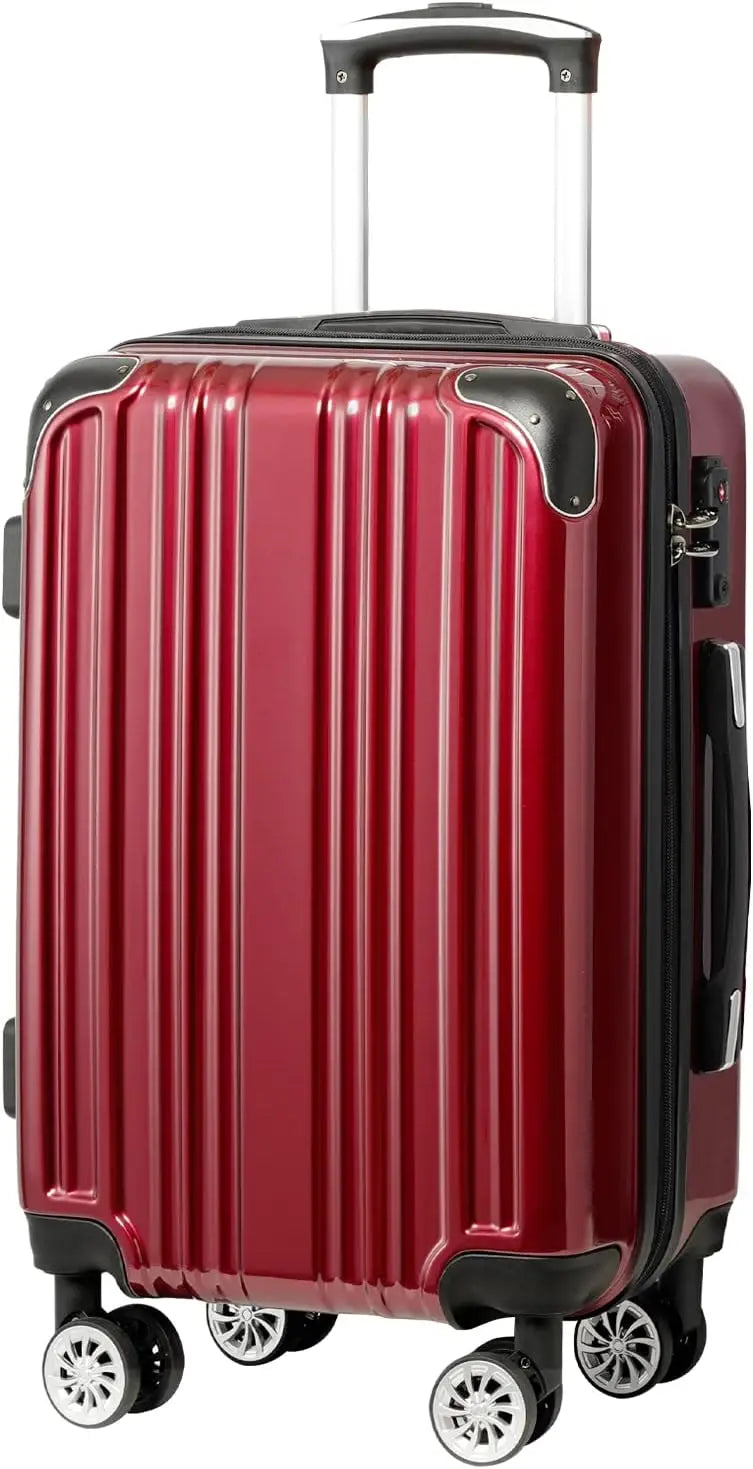 Luggage Expandable(only 28") Suitcase PC+ABS Spinner 20in 24in 28in Carry on (white grid new, S(20in)_carry on)