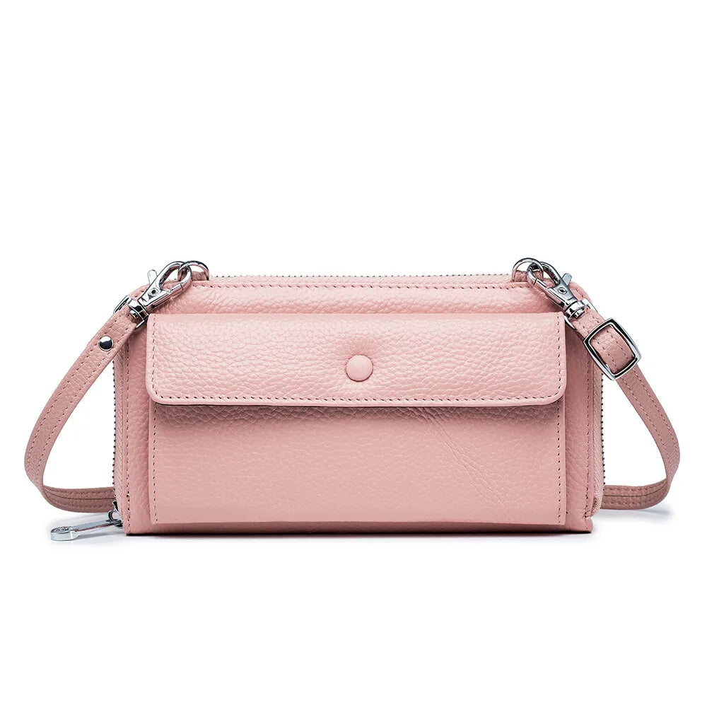 New Women Handbags Female Genuine Leather Shoulder Bags Multi Functional Large Capacity Crossbody Bags Touch Screen Phone Bag