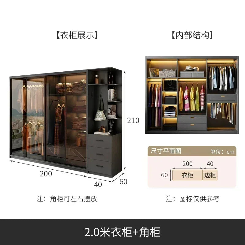 Mirror Cabinets Wardrobe Storage Cupboard Display Desk Clothes Closet Filing Shelves Simple Makeup Cube Ropero Salon Furniture